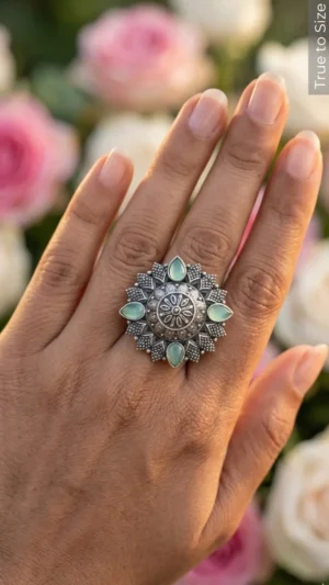 Sterna Oxidised Bold Statement Ring