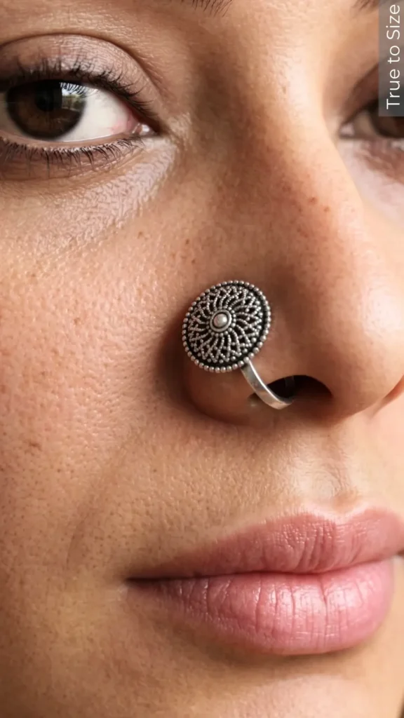 Mandala Easy Clip-on Oxidized Nose Pin