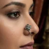 Lucky Clover Easy Clip-on Oxidized Nose Pin