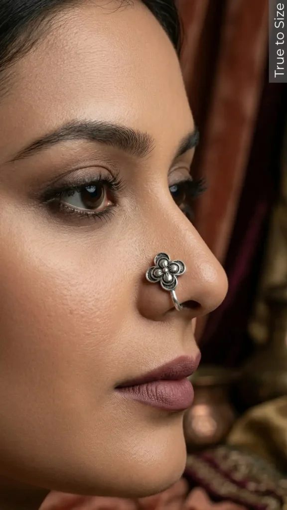 Lucky Clover Easy Clip-on Oxidized Nose Pin