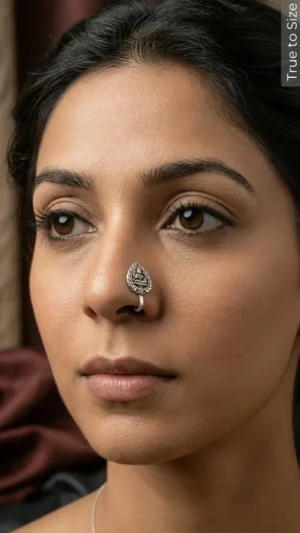 Nayanika Easy Clip-on Oxidized Nose Pin