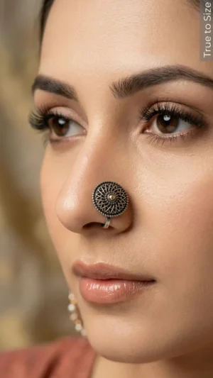 Zen Mandala Easy Clip-on Oxidized Nose Pin