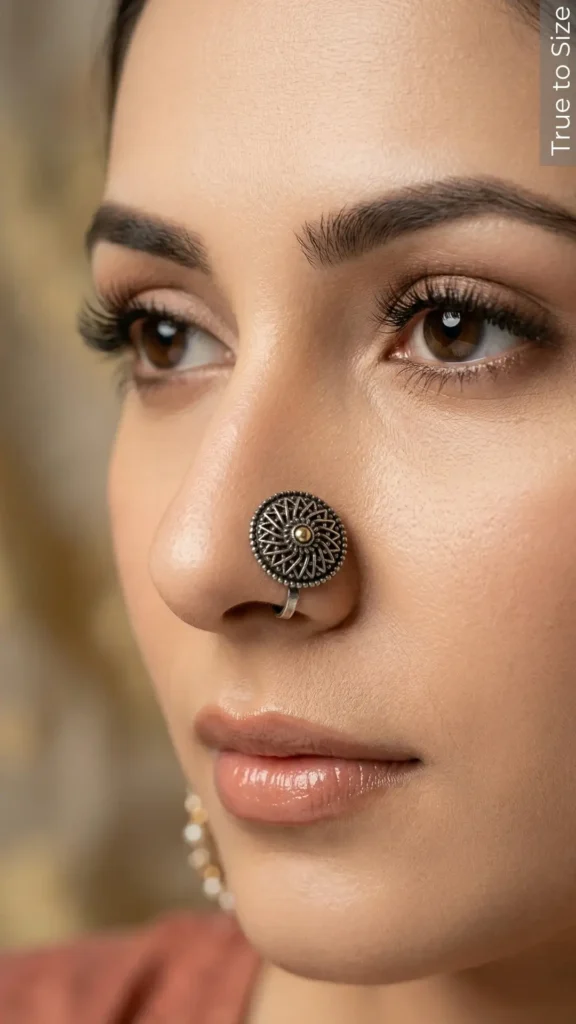 Zen Mandala Easy Clip-on Oxidized Nose Pin