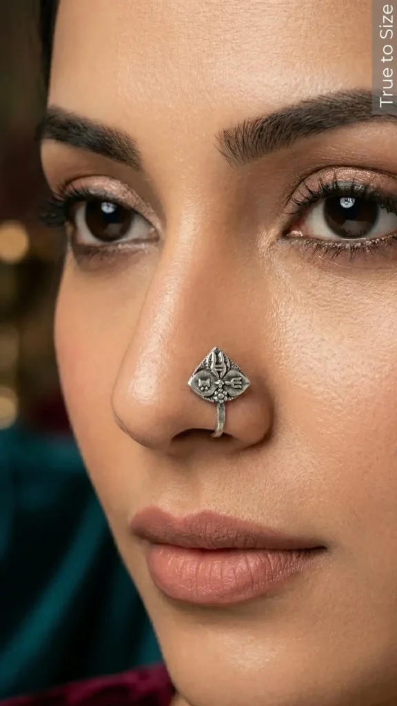 Megha Oxidized Silver Easy Clip-on Nose Pin