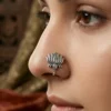 Padma Oxidized Silver Clip-on Nose Pin