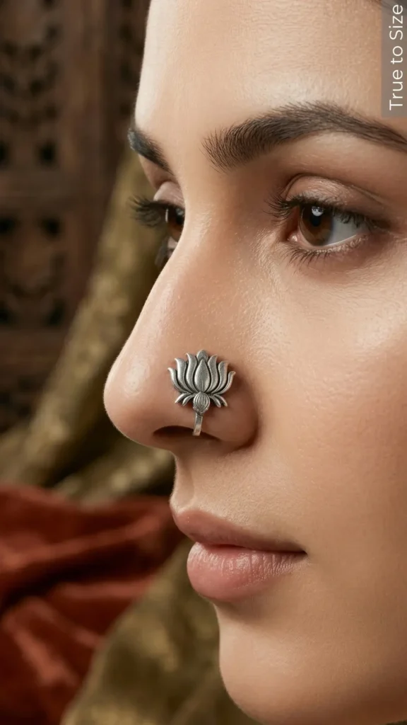 Padma Oxidized Silver Clip-on Nose Pin