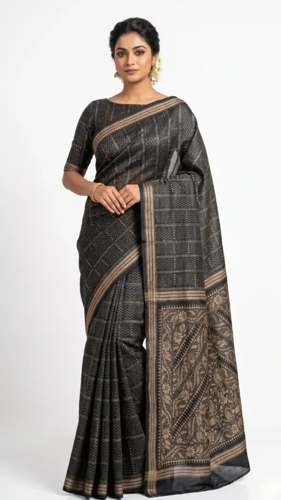 Shikha Black Pure Bangalore Silk Kantha Saree