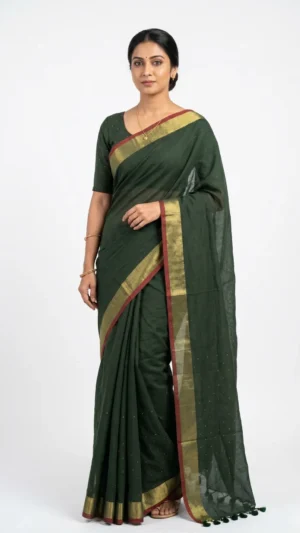 Olivia Green Pure Cotton Saree