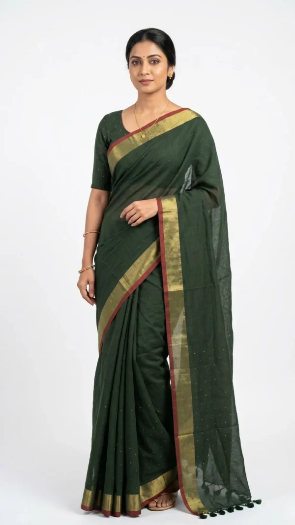 Olivia Green Pure Cotton Saree