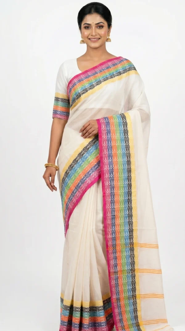 Shritama White Pure Cotton Saree