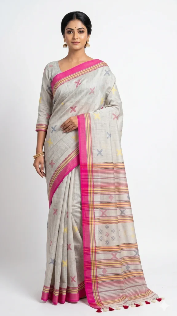 Ariya Grey Cotton Silk Saree