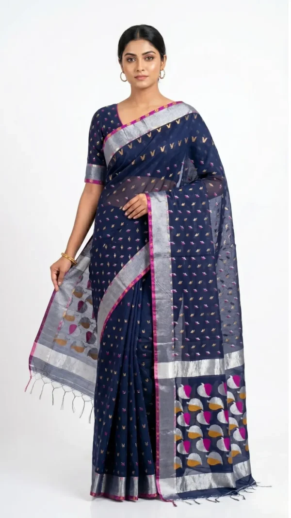Deep Blue Pure Cotton Saree