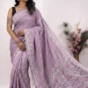 Lavender Designer Bandhej Chikankari Saaree