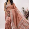Amyra Brown Designer Bandhej Chikankari Saaree