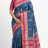 Electric Blue Pure Tussar Silk Saree