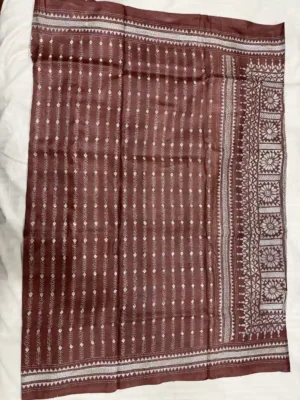 Pure Tussar Silk Kantha Stitch Saree