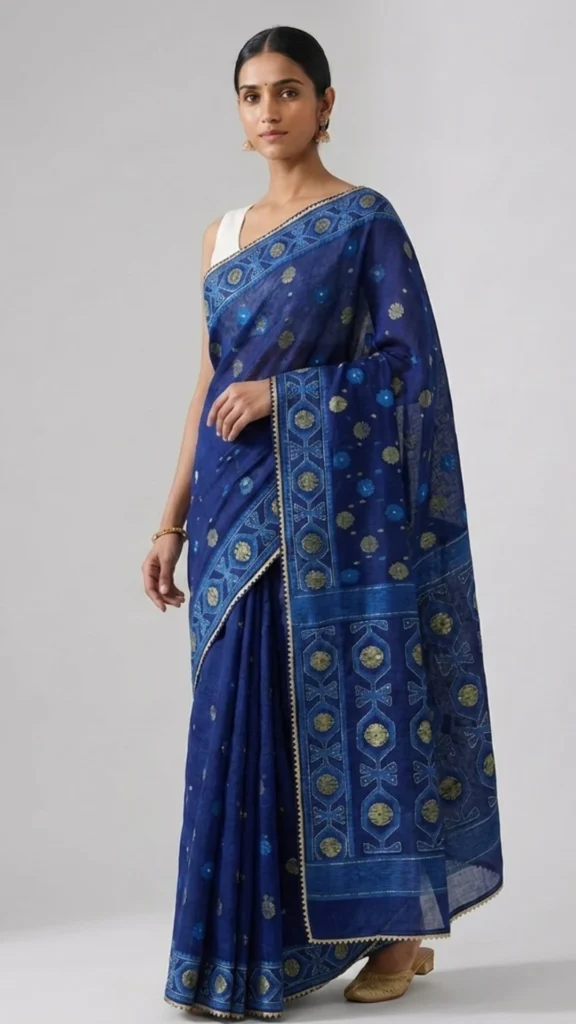 Sreyanshi Blue Designer Jamdani Saree | 2026 Exclusive