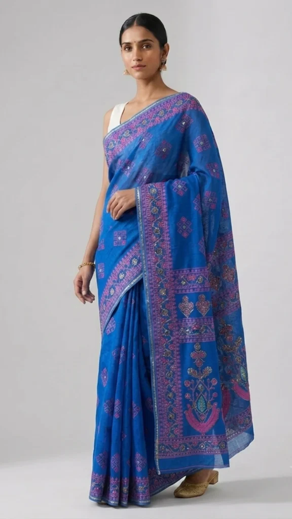 Simaaya Blue Designer Jamdani Saree | 2026 Exclusive