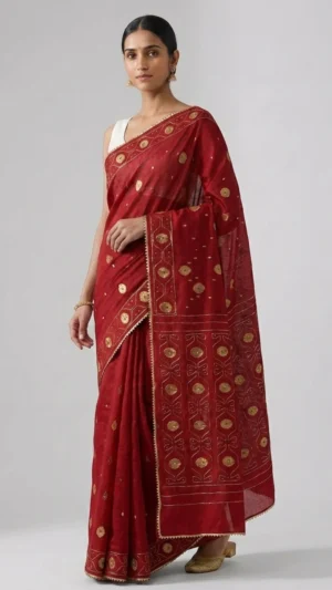 Ruchika Red Designer Jamdani Saree | 2026 Exclusive