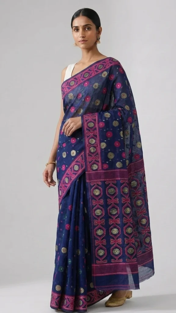 Eshaani Blue Designer Jamdani Saree | 2026 Exclusive