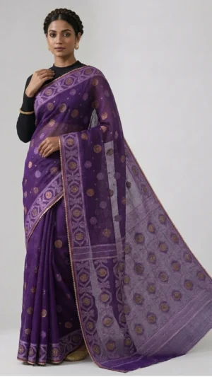 Ishita Purple Designer Jamdani Saree | 2026 Exclusive