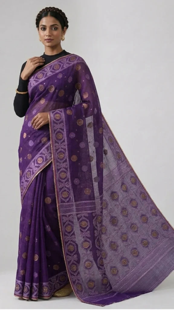 Ishita Purple Designer Jamdani Saree | 2026 Exclusive