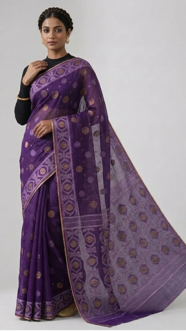 Ishita Purple Designer Jamdani Saree | 2026 Exclusive
