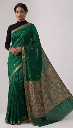 Green Pure Matka Silk Benarasi Saree | 2026 Exclusive
