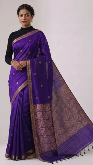 Purple Pure Matka Silk Benarasi Saree | 2026 Exclusive
