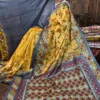 Festive Yellow Gujrati Embroidery Tussar Saree