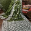 Fusion Green Gujrati and Katha Embroidery Tussar Saree