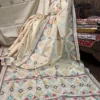 Beige Gujrati Embroidery Tussar Saree