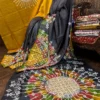 Black Gujrati Embroidery Tussar Saree