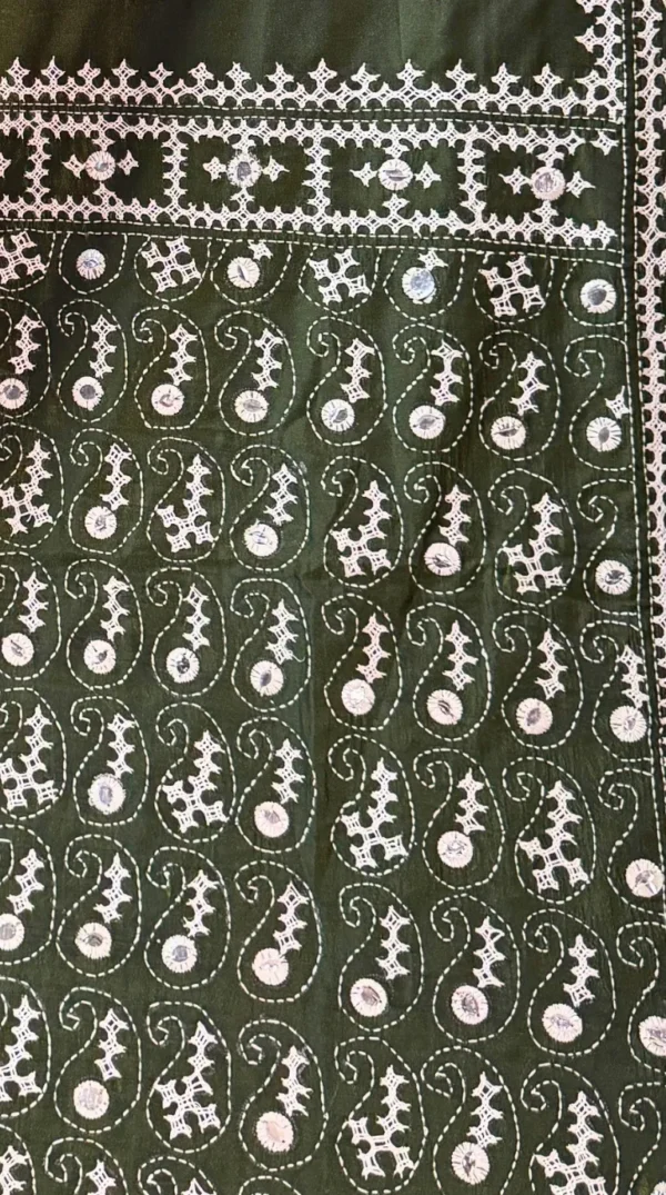 Nisha Green Gujrati Embroidery Bangalore Silk Saree