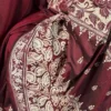 Vivid Maroon Kantha Embroidered Bangalore Silk Saree
