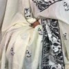 Scenic Beige Pure Tussar Silk Kantha Embroidered Saree