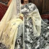Scenic Beige Pure Tussar Silk Kantha Embroidered Saree