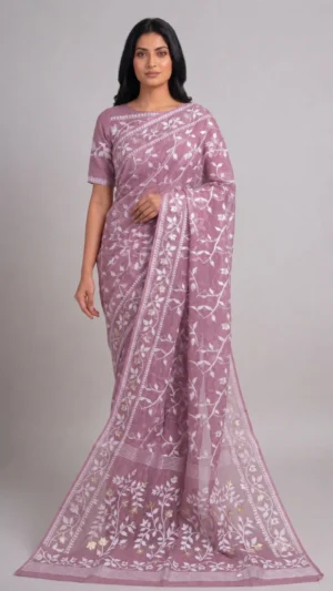 Shrabani Pink Pure Cotton Jamdani Saree