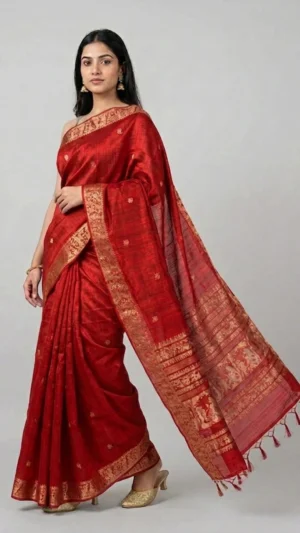 Red Pure Matka Baluchari Saree | 2026 Exclusive