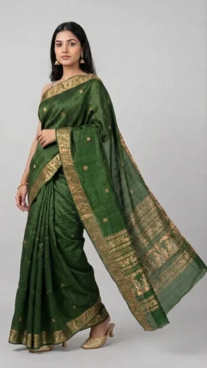 Green Pure Matka Baluchari Saree | 2026 Exclusive