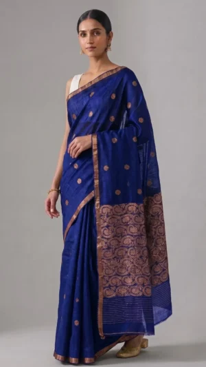 Blue Pure Matka Silk Benarasi Saree | 2026 Exclusive
