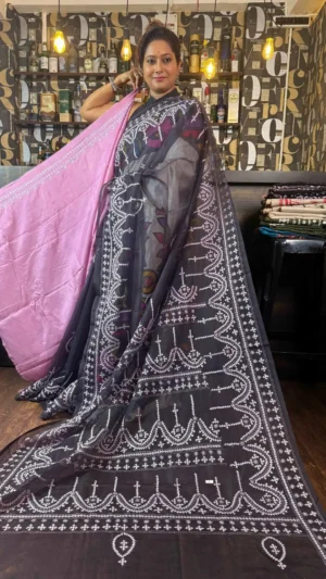 Minakshee Gujrati Embroidered Organza Saree