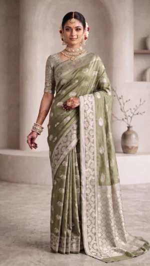 Irsha Green Pure Benarasi Silk Saree