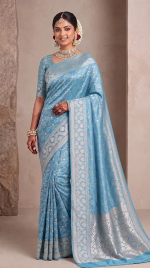 Mayya Blue Pure Benarasi Silk Saree
