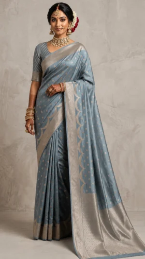 Raniya Blue Pure Benarasi Silk Saree