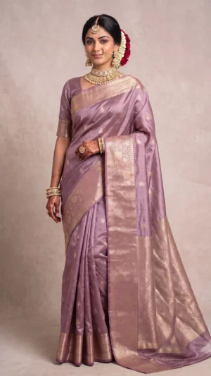 Anika Purple Pure Benarasi Silk Saree