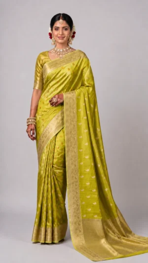 Yasmin Olive Pure Benarasi Silk Saree