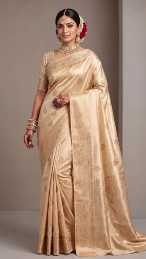 Light Beige Benarasi Saree