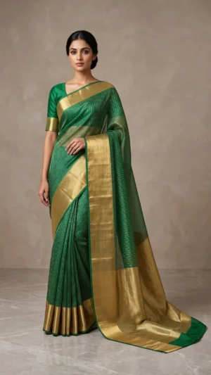 Jiyasi Green Pure Tissue Benarasi Saree