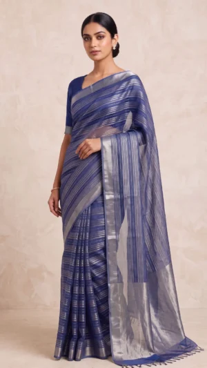 Elegant Blue Pure Tissue Benarasi Saree